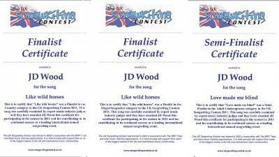 JD Wood (Jörg Dewald) mit 2 Songs Finalist beim UK Songwriting Contest 2011