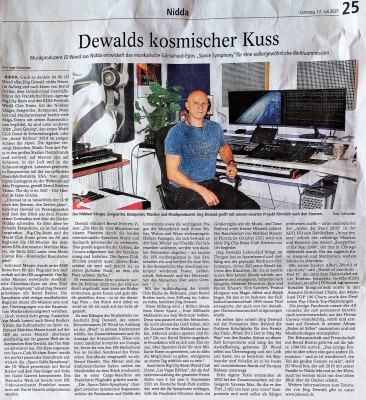 Jd Wood Jörg Dewald Pressebericht Kreisanzeiger vom 17.07.2021  - "Dewalds kosmischer Kuss"