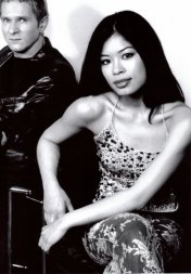 Jörg Dewald (JD Wood) mit der weltberühmten Geigerin Vanessa Mae