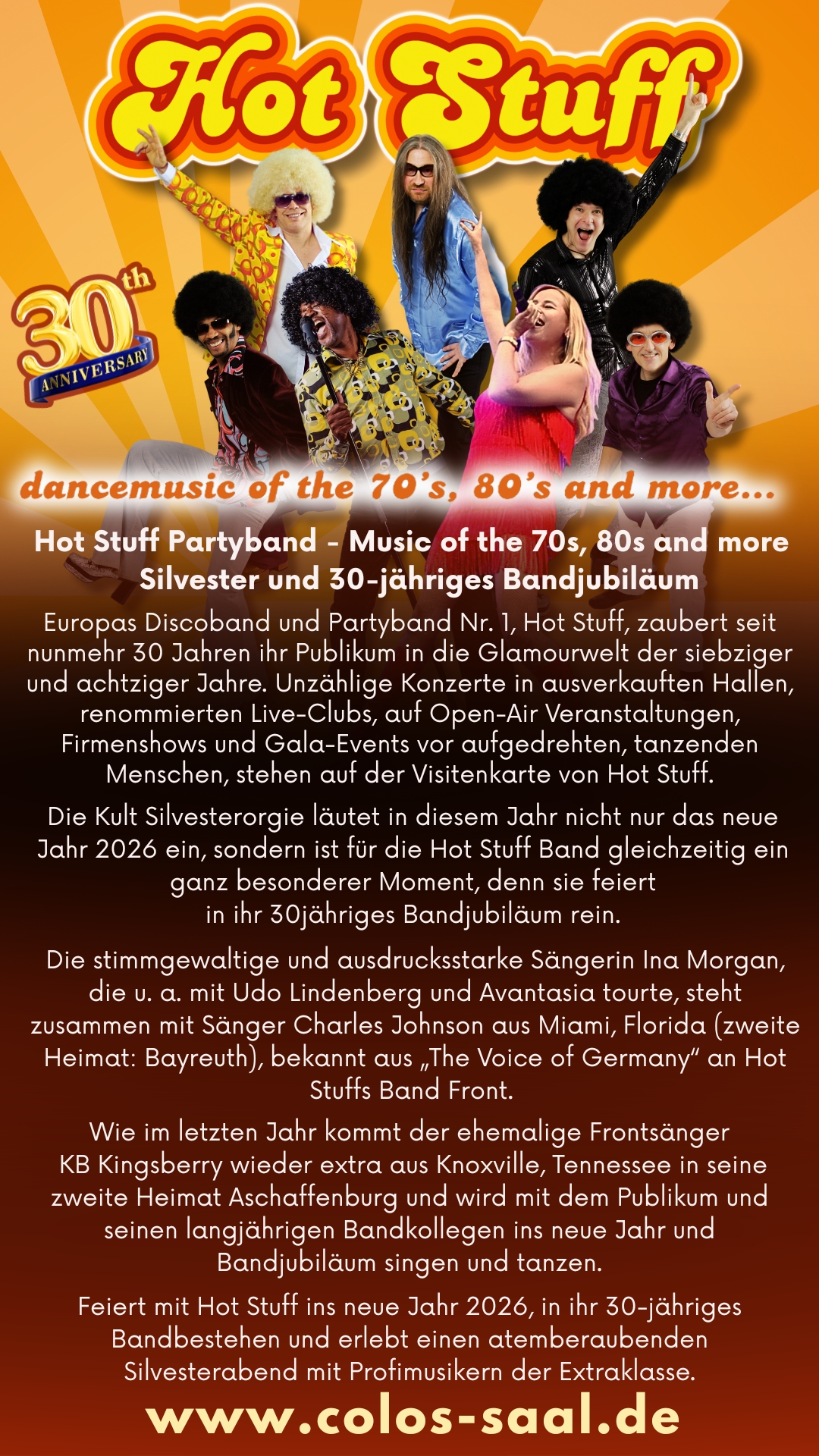 hot stuff silvester colos saal aschaffenburg charles johnson ina morgan kb kingsberry 30 Jahre Bandjubiläum